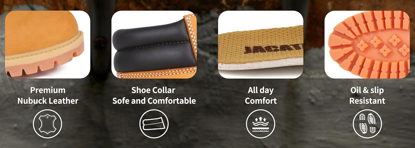 Men's JACATA 6" Classic Nubuck Leather Work Boot - 8601 Wheat