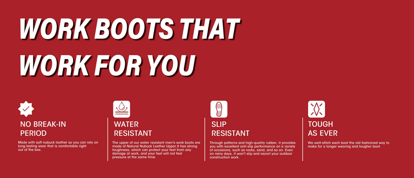 Men's JACATA 6" Classic Nubuck Leather Work Boot - 8601 Wheat